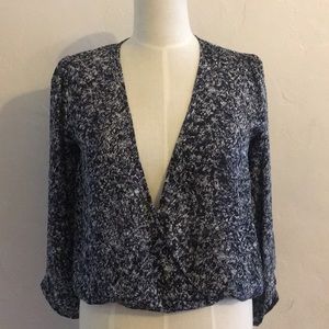 Joie Stunning Deep V Silk Top Black & white XS